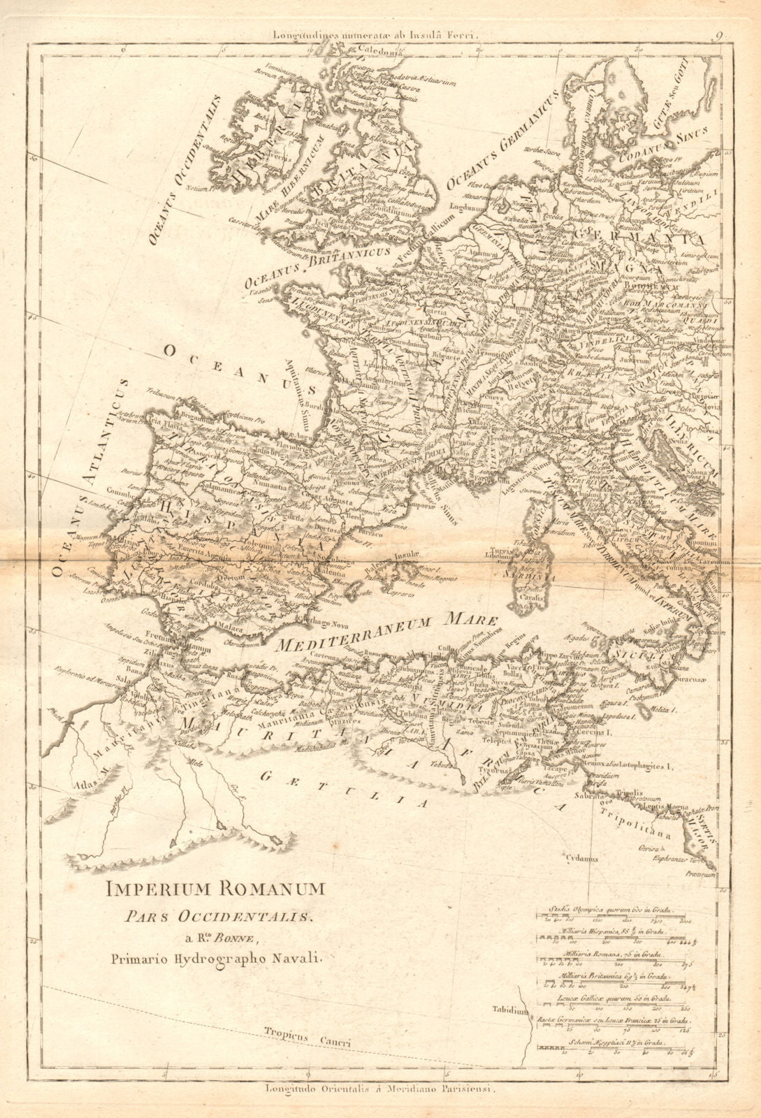 Imperium Romanum pars Occidentalis. Roman Empire. Western Europe. BONNE 1787 map
